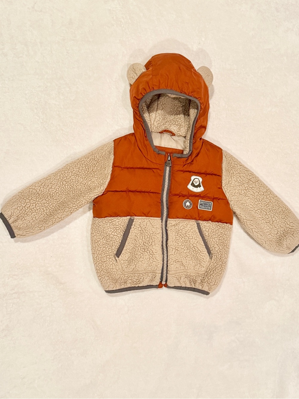 18-24 months Star Wars Ewok Orange & Beige Sherpa Hooded Jacket with Ear Detail